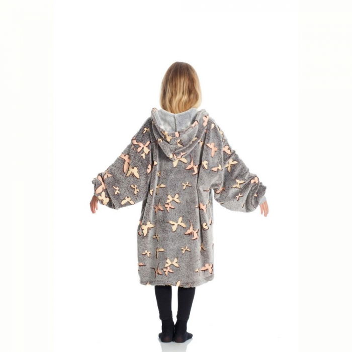 Hanorac patura cu gluga pentru copii, Iluminat, Fluturasi, 240g/mp [4]