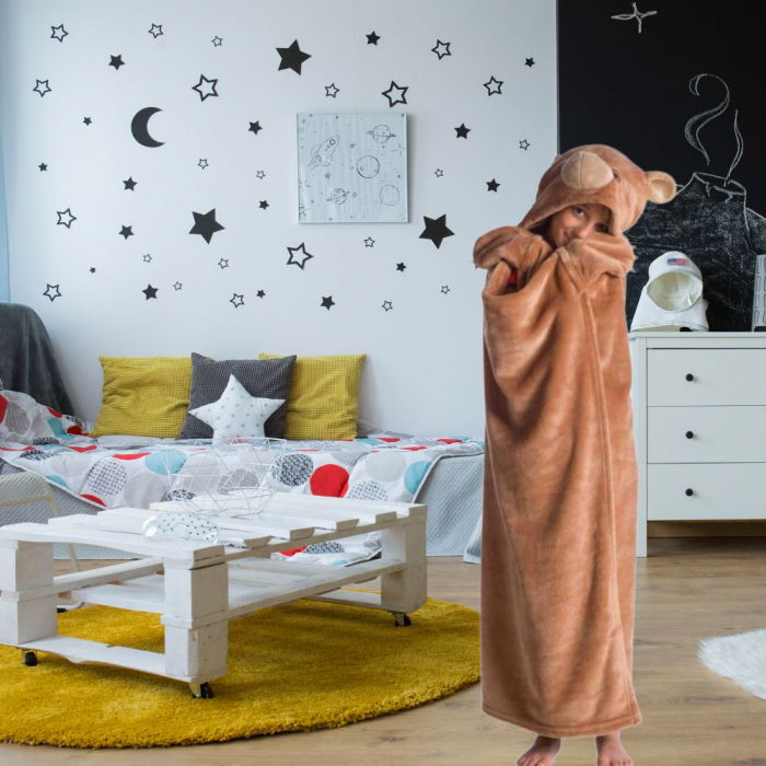 Hanorac patura cu gluga pentru copii, Ursulet, 240g/mp [3]