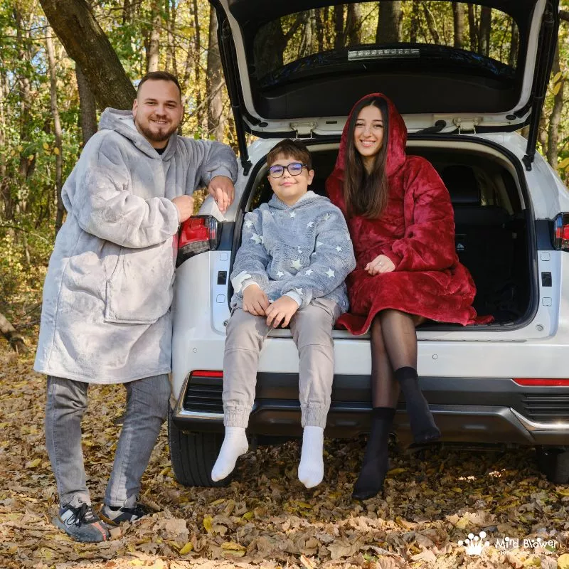 Hanorac patura cu maneci baieti Grey Stelute Fosforescente cu buzunar cangur 440g/mp 105 cm [17]