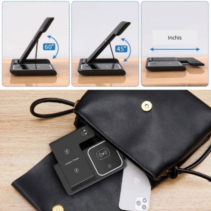 Incarcator wireless 3 in 1 telefon, ceas si casti, Pliabilo [5]