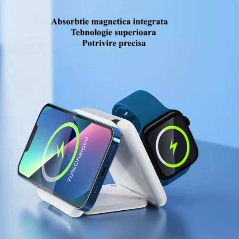 Incarcator wireless universal 3 in 1, pliabil, 15W, MagSafe [15]