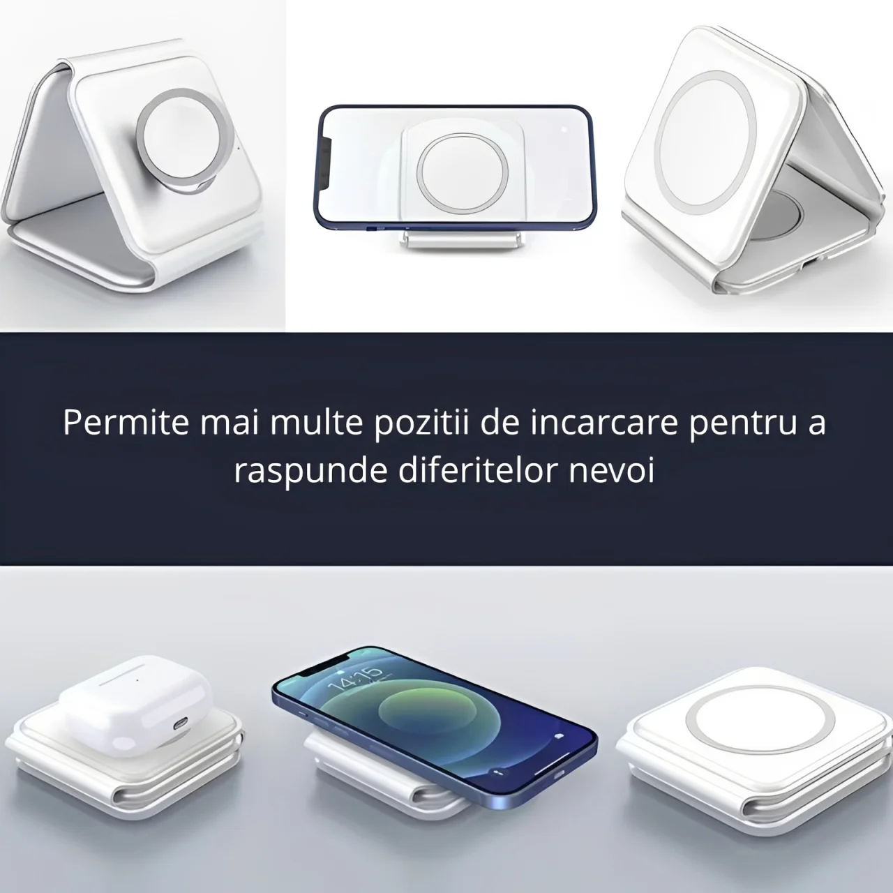 Incarcator wireless universal 3 in 1, pliabil, 15W, MagSafe [10]