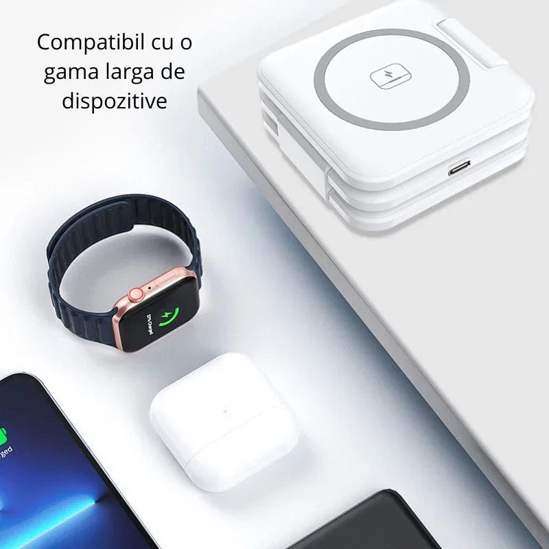 Incarcator wireless universal 3 in 1, pliabil, 15W, MagSafe [12]