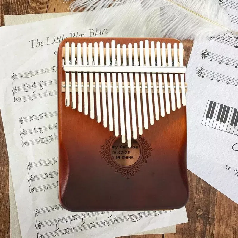 Instrument muzical Kalimba cu 21 note, pian cu degete si husa [4]