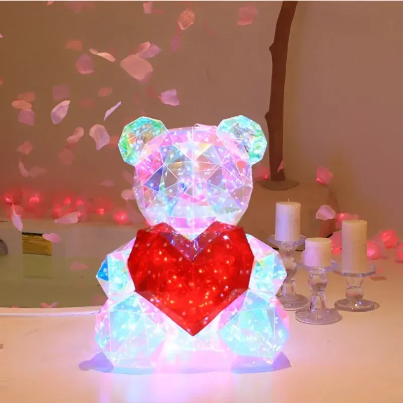 IubiBear Ursulet indragostit cu lumini colorate, 30 cm [13]