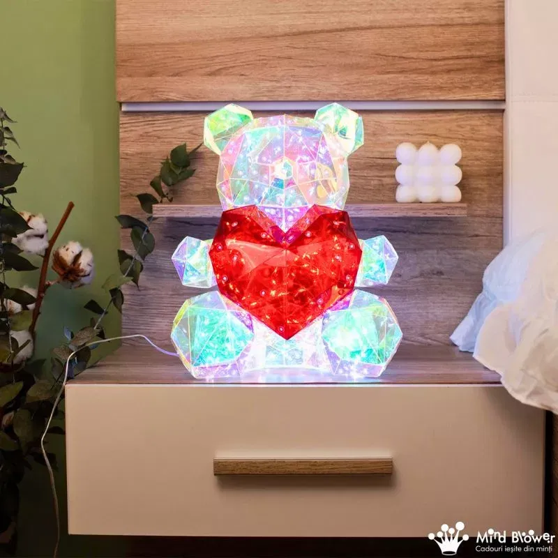 IubiBear Ursulet indragostit cu lumini colorate, 30 cm [3]