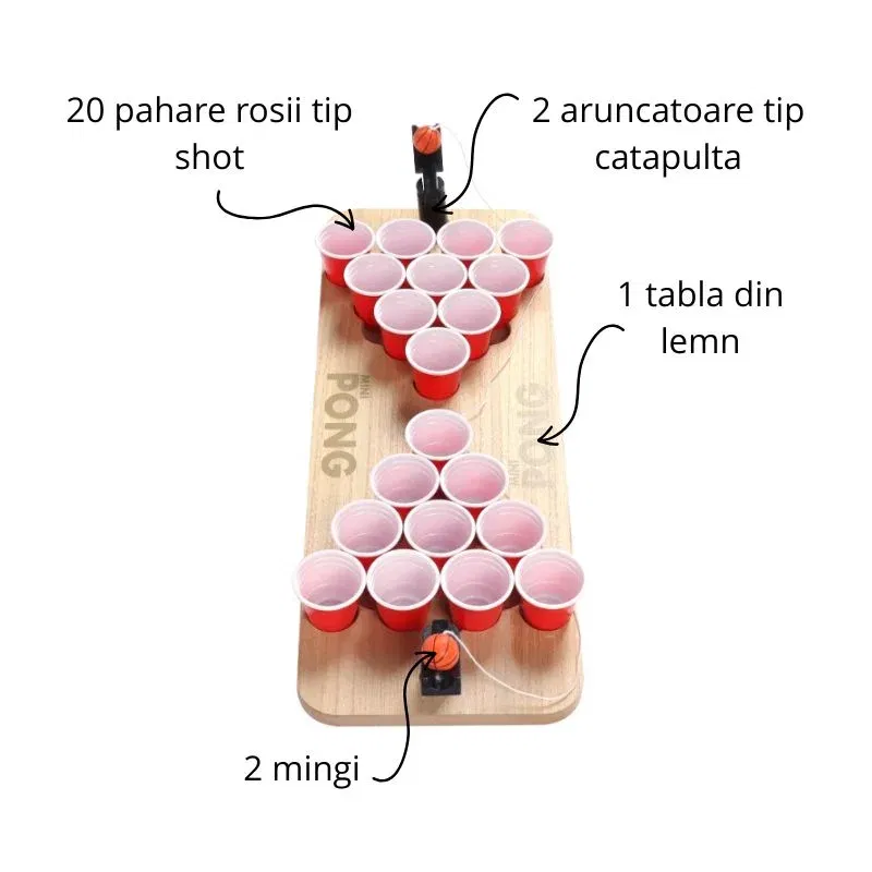 Joc amuzant Beer Pong din lemn [3]