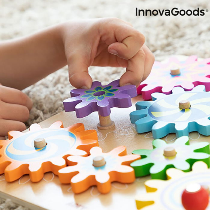 Joc din lemn educativ Roti dintate Engenius, 12 piese [3]