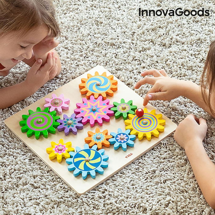 Joc din lemn educativ Roti dintate Engenius, 12 piese [1]