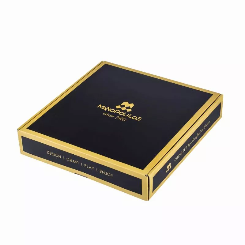 Joc Sah Classic Metal Staunton caseta 36 x 36 cm piese gold & silver si tabla de sah Bronze Blue [7]