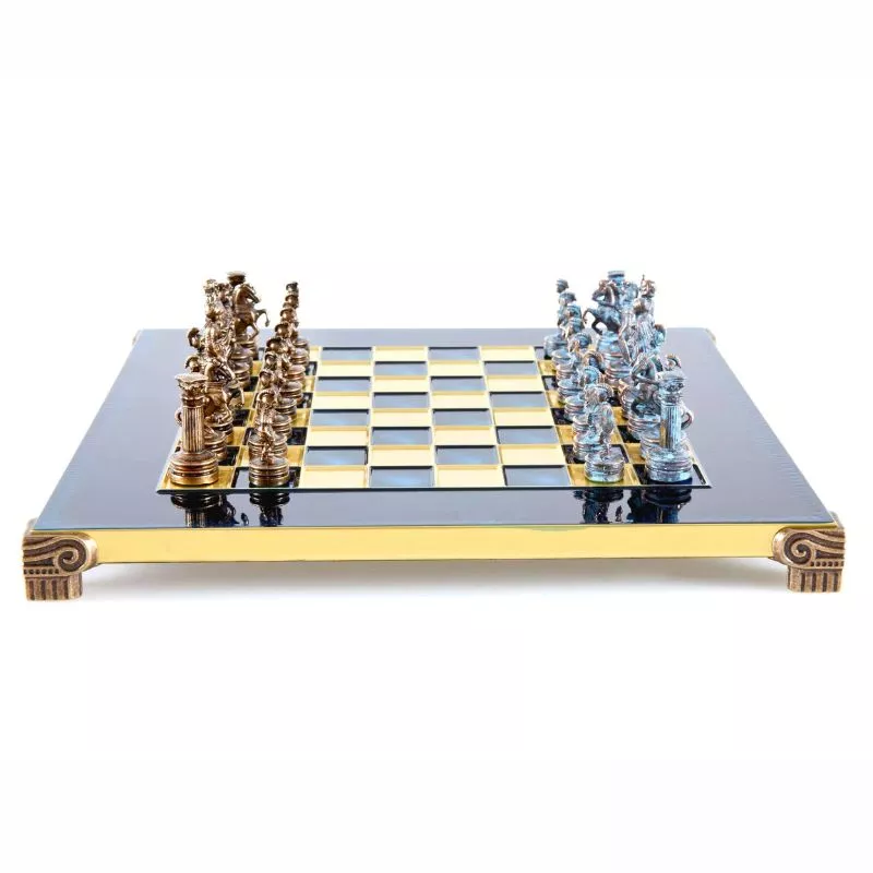 Joc Sah Roman Empire caseta 28 x 28 cm piese blue & brown si tabla de sah Bronze Blue [2]