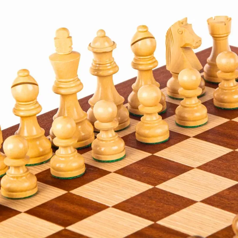 Joc Sah Staunton Regele de Mahon caseta 50x50cm tabla si piese din lemn [4]