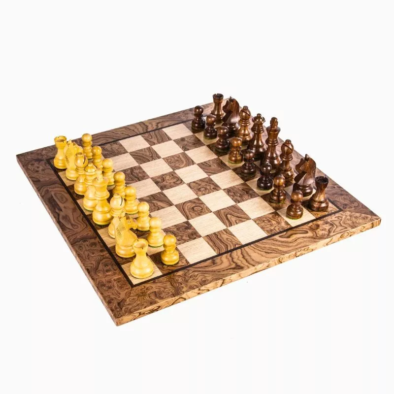 Joc Sah Staunton Tura de Walnut caseta 50x50cm tabla si piese din lemn [2]