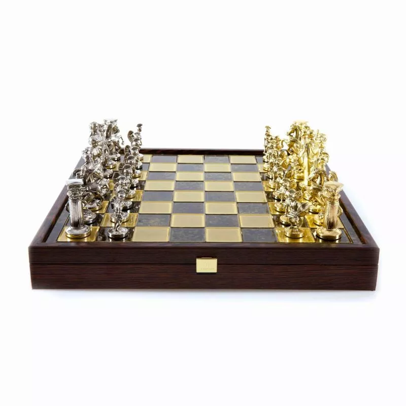 Joc Sah Tronuri Antice caseta 41 x 41 cm piese gold & silver si tabla de sah Bronze Brown [2]