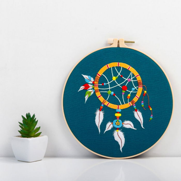 Kit Broderie DIY, Dreamcatcher, albastru [3]