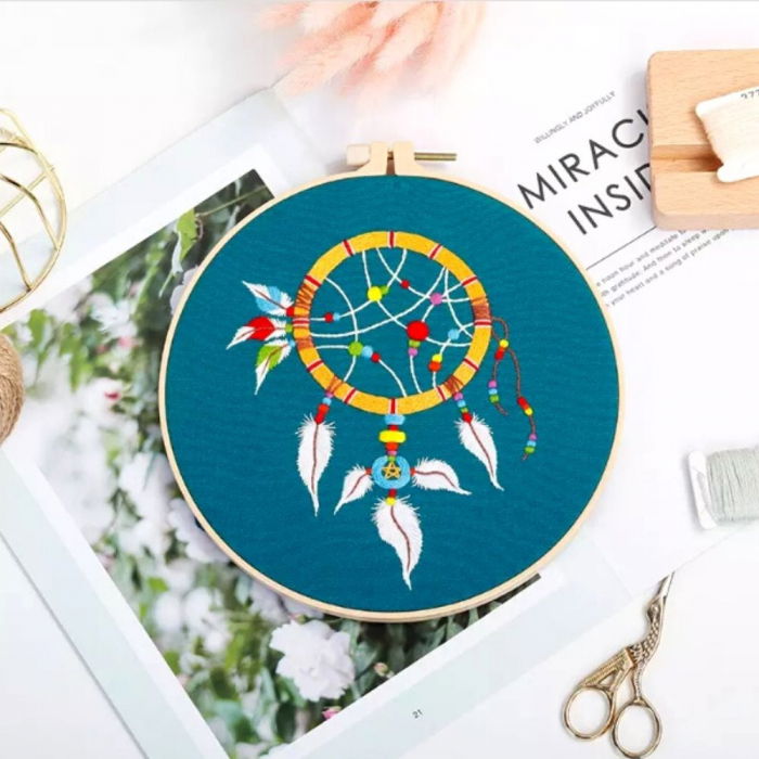 Kit Broderie DIY, Dreamcatcher, albastru [2]