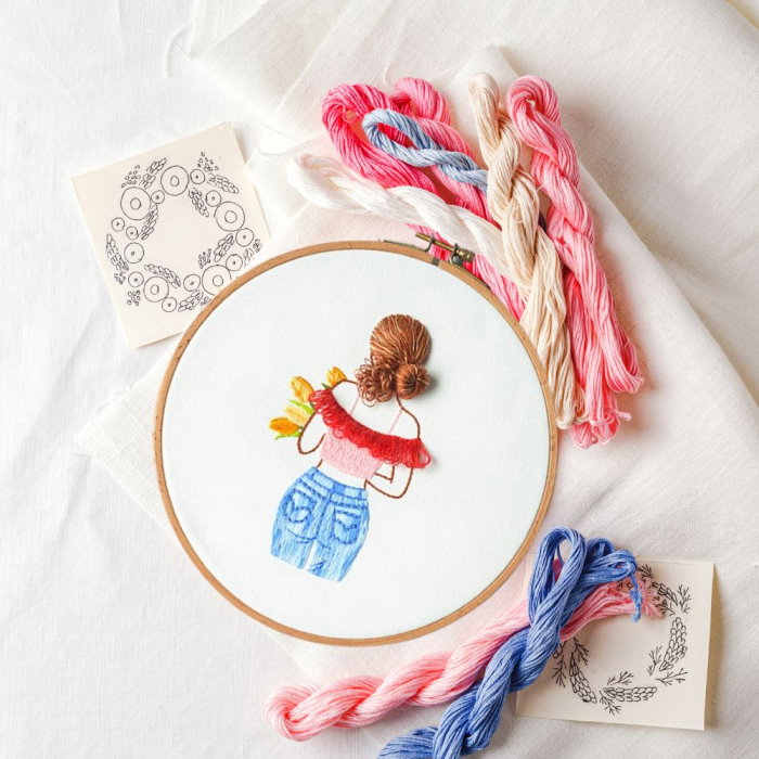 Kit Broderie DIY, Silhouette, Fata cu parul prins [4]