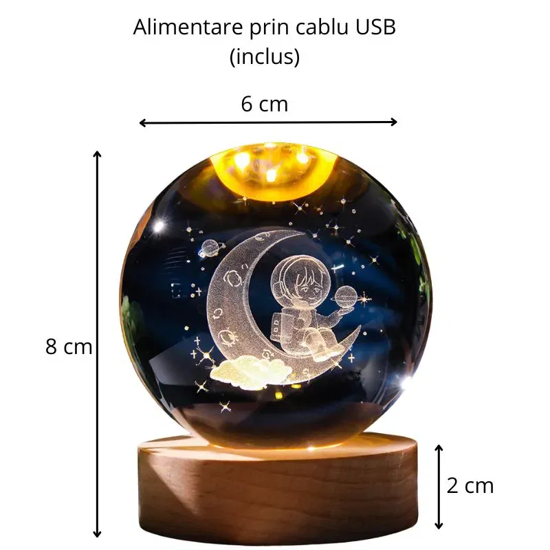 Lampa Glob de Cristal Astronaut pe Luna [7]
