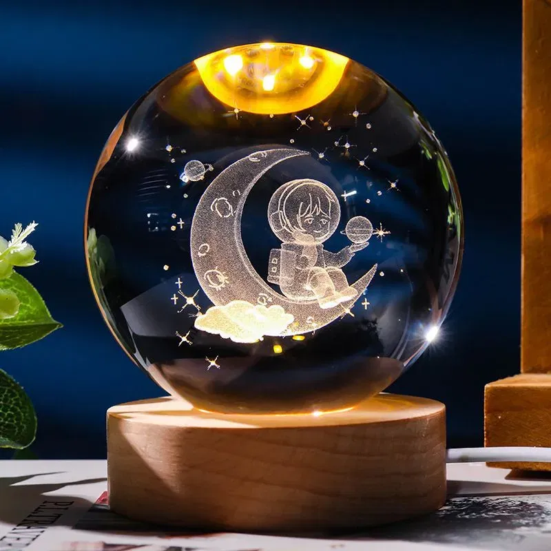 Lampa Glob de Cristal Astronaut pe Luna [4]