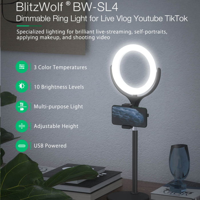 Lampa LED Make-up Profesionala BlitzWof BW-SL4, 64 leduri cu lumina rece/ calda [5]