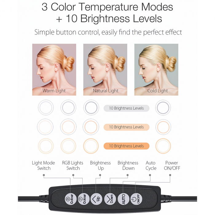 Lampa LED Make up Profesionala BlitzWof BW-SL5 RGB, 120 Leduri, 10 culori, trepied [6]