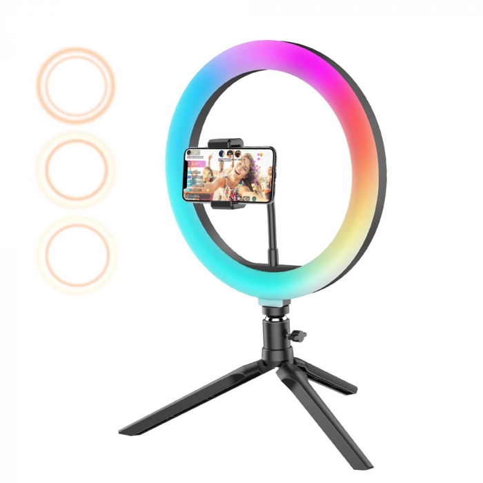 Lampa LED Make up Profesionala BlitzWof BW-SL5 RGB, 120 Leduri, 10 culori, trepied [9]