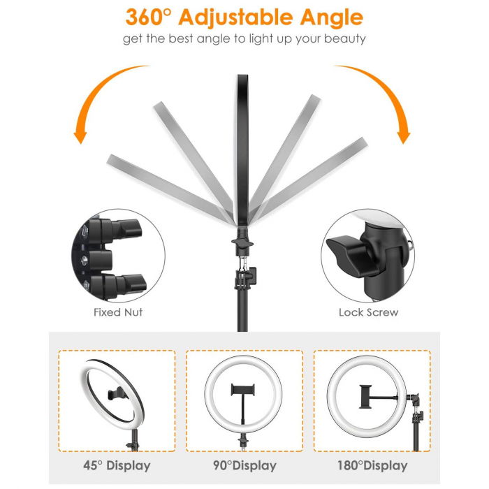 Lampa led makeup profesionala, Ring Light cu 120 leduri lumina rece si calda [8]