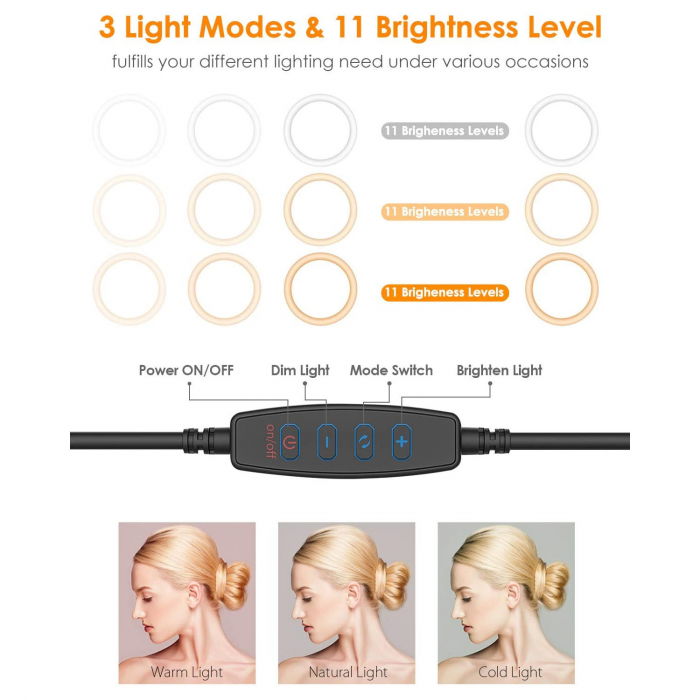 Lampa led makeup profesionala, Ring Light cu 120 leduri lumina rece si calda [6]