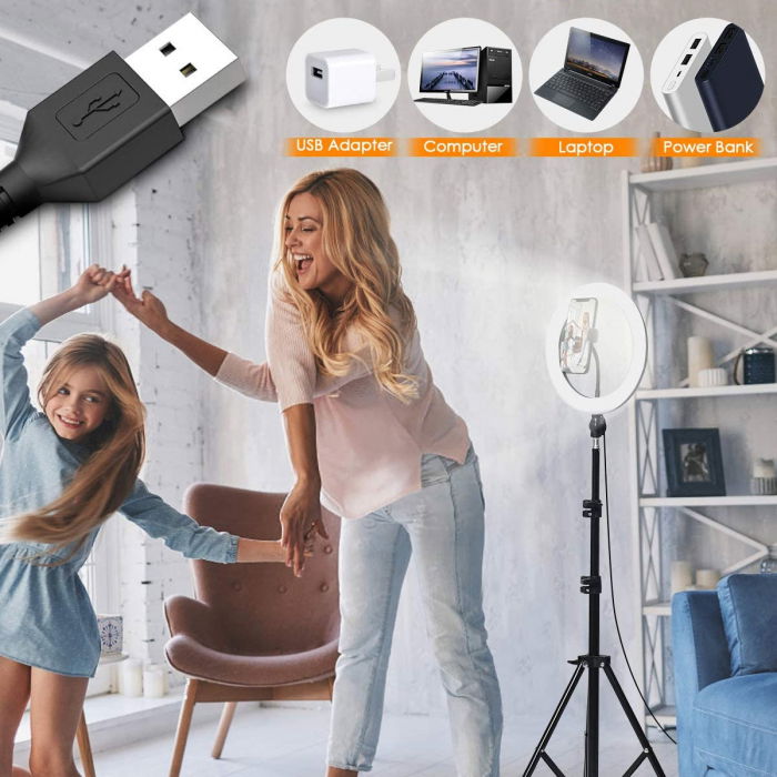 Lampa led makeup profesionala, Ring Light cu 120 leduri lumina rece si calda [4]