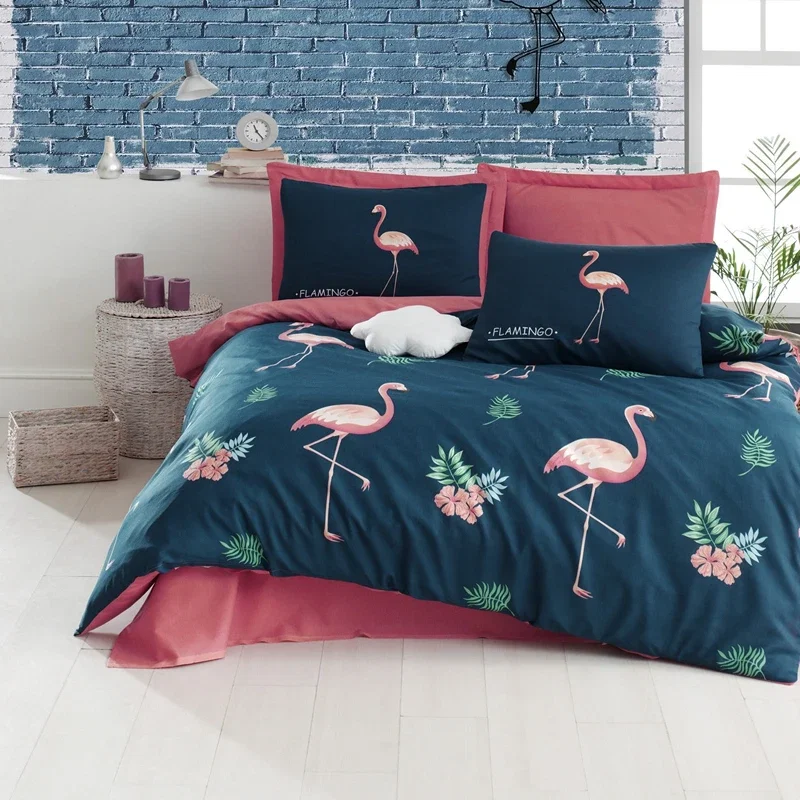 Lenjerie bumbac Big Fillamin - Bleumarin, 200x220 cm, 2 fete de perna, cearsaf [1]