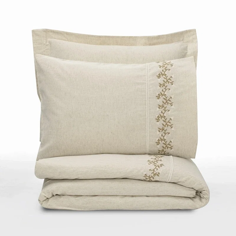 Lenjerie bumbac-linen Darian - Crem, 200x220 cm, 4 fete de perna, cearsaf [3]