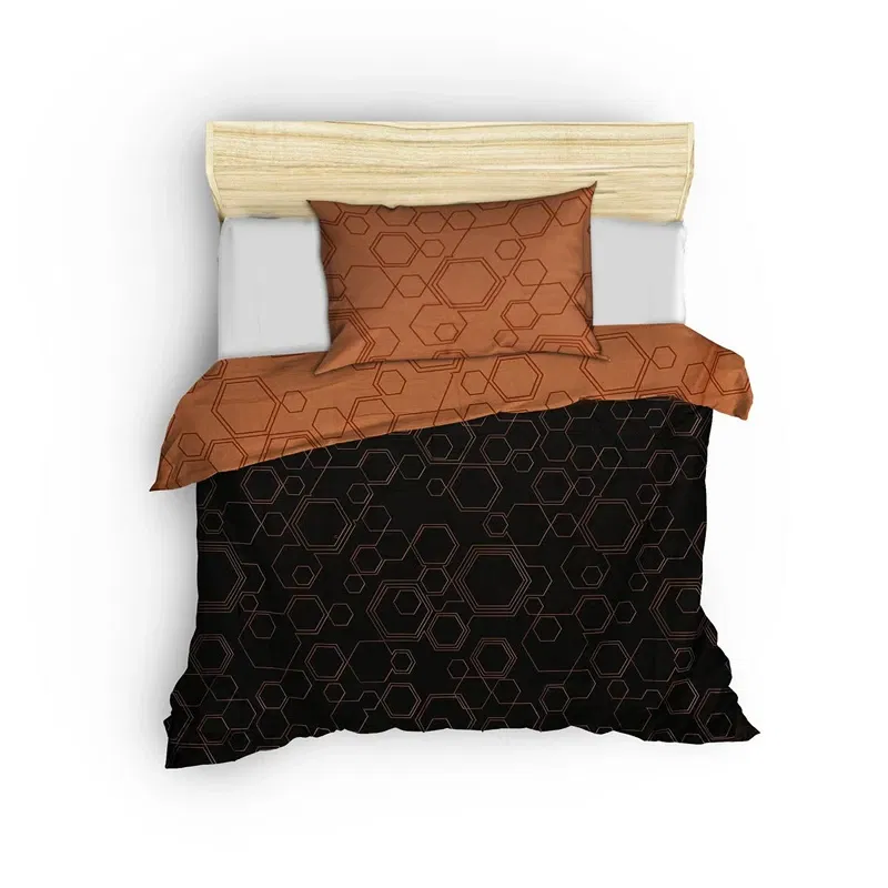 Lenjerie bumbac ranforce Dawn - Cupru, 160x220 cm, 1 fata de perna, cearsaf [2]