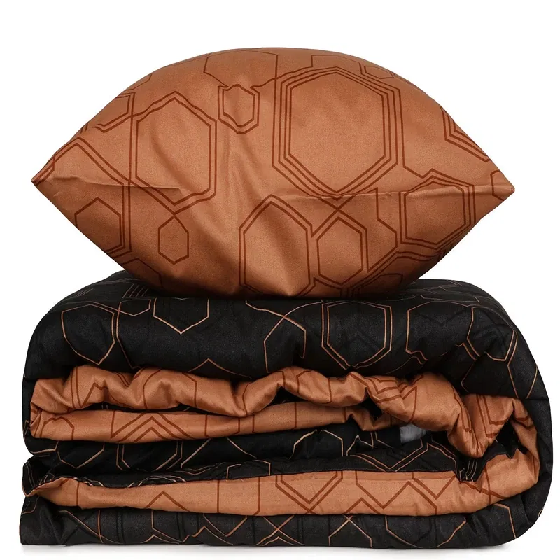 Lenjerie bumbac ranforce Dawn - Cupru, 160x220 cm, 1 fata de perna, cearsaf [4]