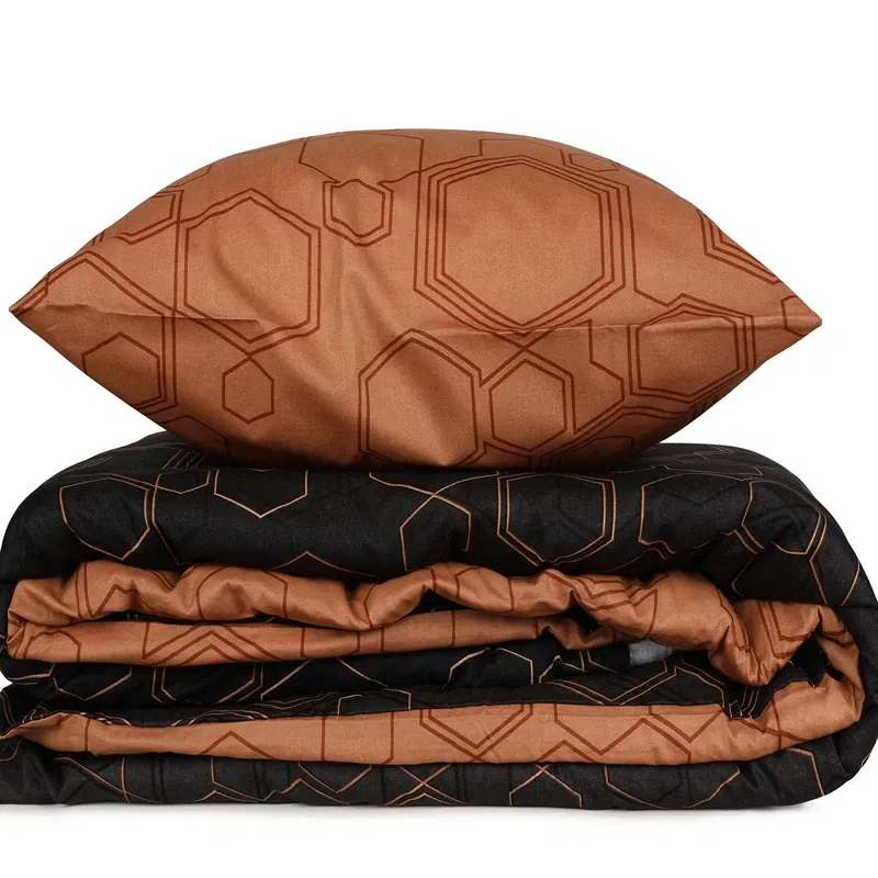 Lenjerie bumbac ranforce Dawn - Cupru, 200x220 cm, 2 fete de perna, cearsaf [4]