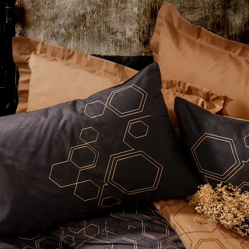 Lenjerie bumbac ranforce Dawn - Cupru, 200x220 cm, 2 fete de perna, cearsaf [2]