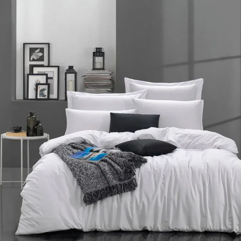 Lenjerie pat bumbac Fresh Color - Alb, 200x220 cm, 2 fete de perna si cearsaf [1]