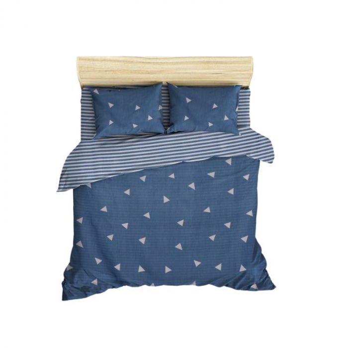 Lenjerie pat dublu, albastru, 200x220 cm, doua huse de perna, [2]