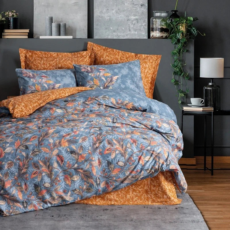 Lenjerie pat dublu, bumbac ranforce, model modern, 200x220 cm, doua huse de perna [1]