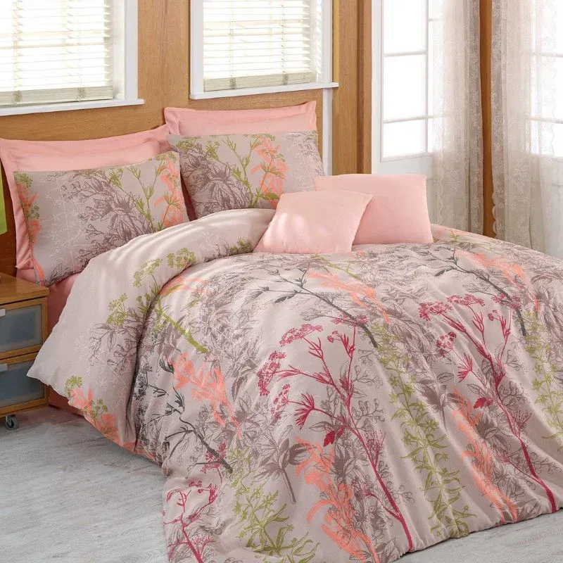 Lenjerie pat dublu, model floral, 200x220 cm, doua huse de perna, cearsaf 220x240 cm [1]