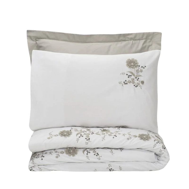 Lenjerie pat dublu satin, bej, 200x220 cm, patru huse de perna [3]