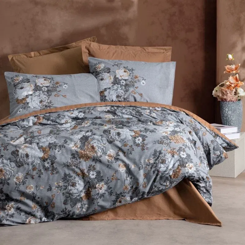 Lenjerie pat ranforce Lenora - Maro, 200x220 cm, 2 fete de perna [1]