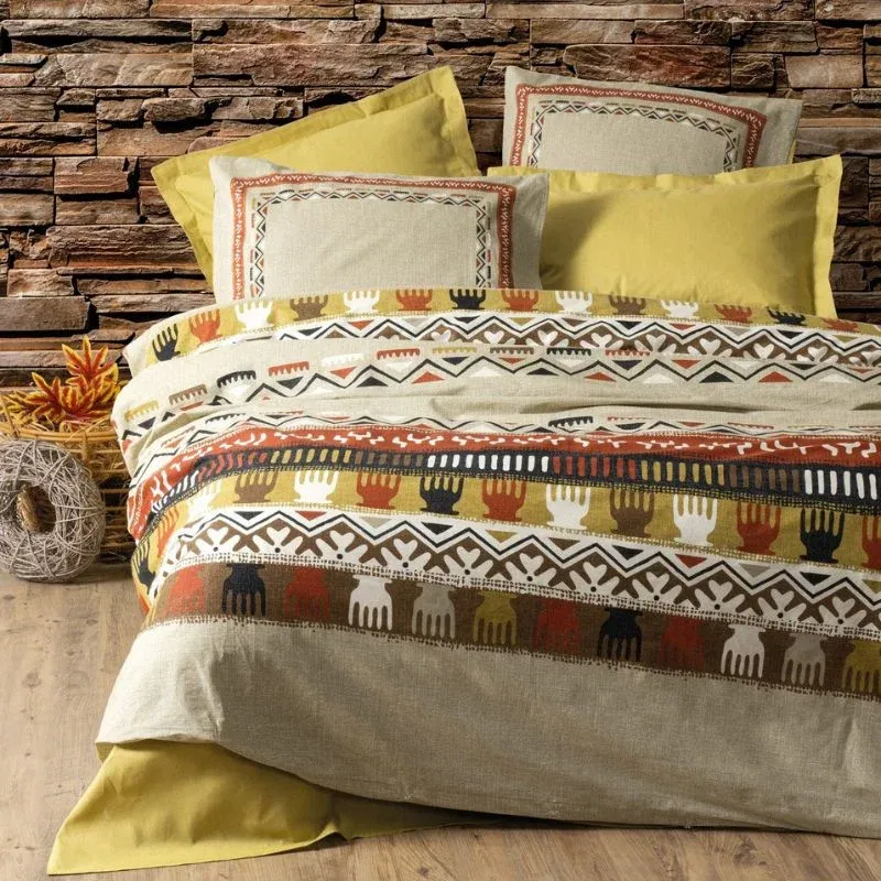 Lenjerie pat ranforce Magnus - Mustar, 200x220 cm, 2 fete de perna [1]