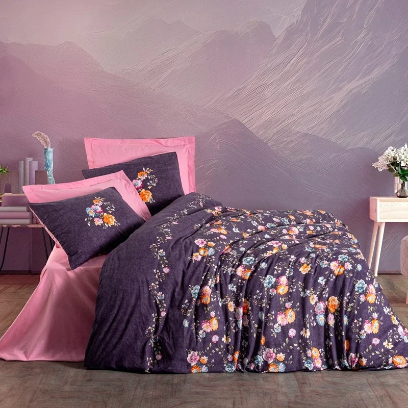 Lenjerie pat single, bumbac ranforce, model modern, 160x220 cm, o husa de perna [1]