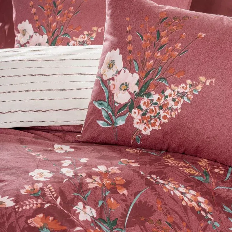 Lenjerie pat single, claret red, 160x220 cm, o husa de perna [2]