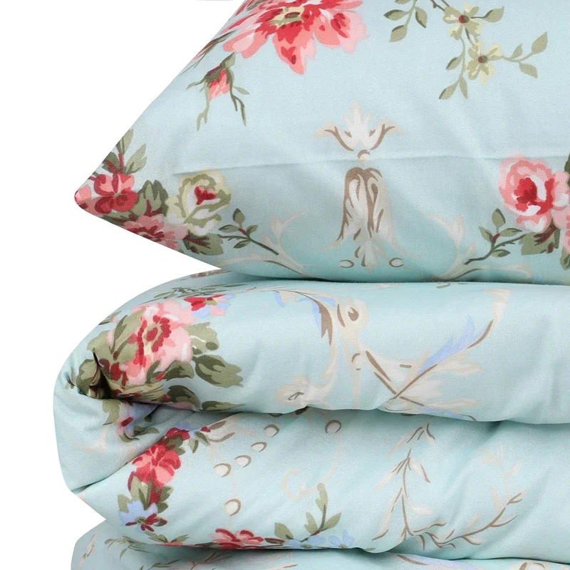 Lenjerie pat single, model floral, 160x220 cm, o husa de perna [4]