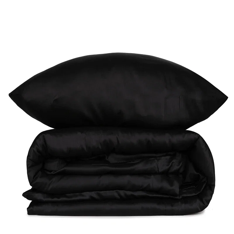 Lenjerie satinata Elegant - Negru, 200x220 cm, 4 fete de perna, cearsaf [3]