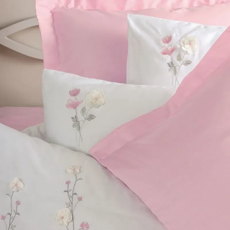 Lenjerie satinata Jolie - Roz, 200x220 cm, 2 fete de perna [3]