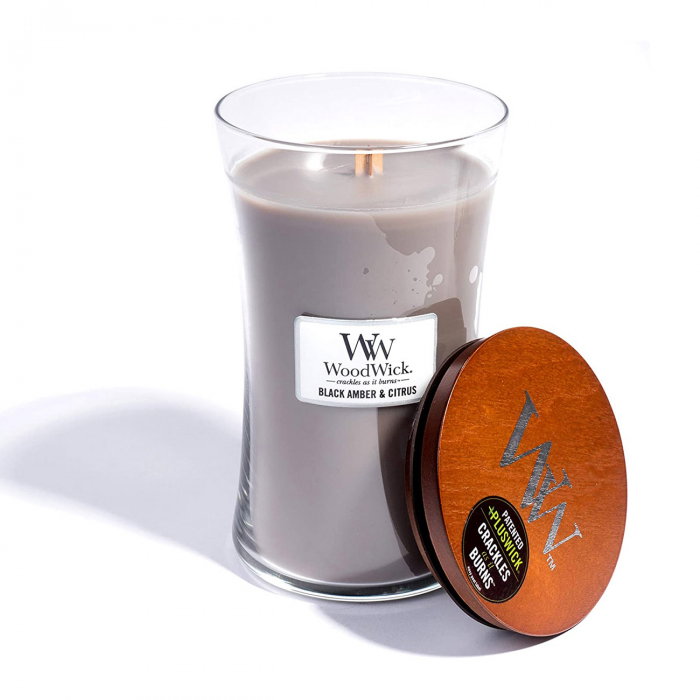 LUMANARE PARFUMATA WOODWICK BLACK AMBER & CITRUS [2]