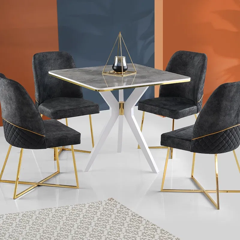 Masa de dining Kare Ikon, gri, picioare din plastic, 87x75 cm [1]