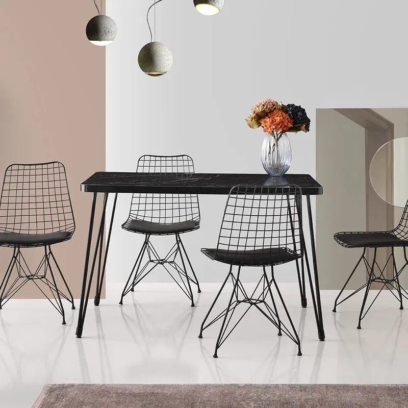 Masa de dining Lagos, neagra, picioare metalice, 120x75 cm [1]